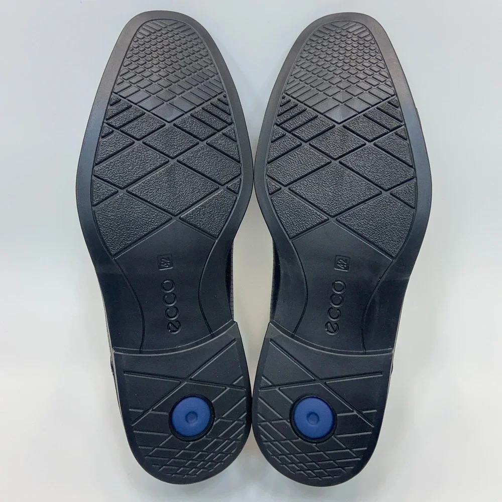 ECCO Helsinki 2.0 Derby Shoes Men's 8 Black Leather Perforated Square Toe NWOB